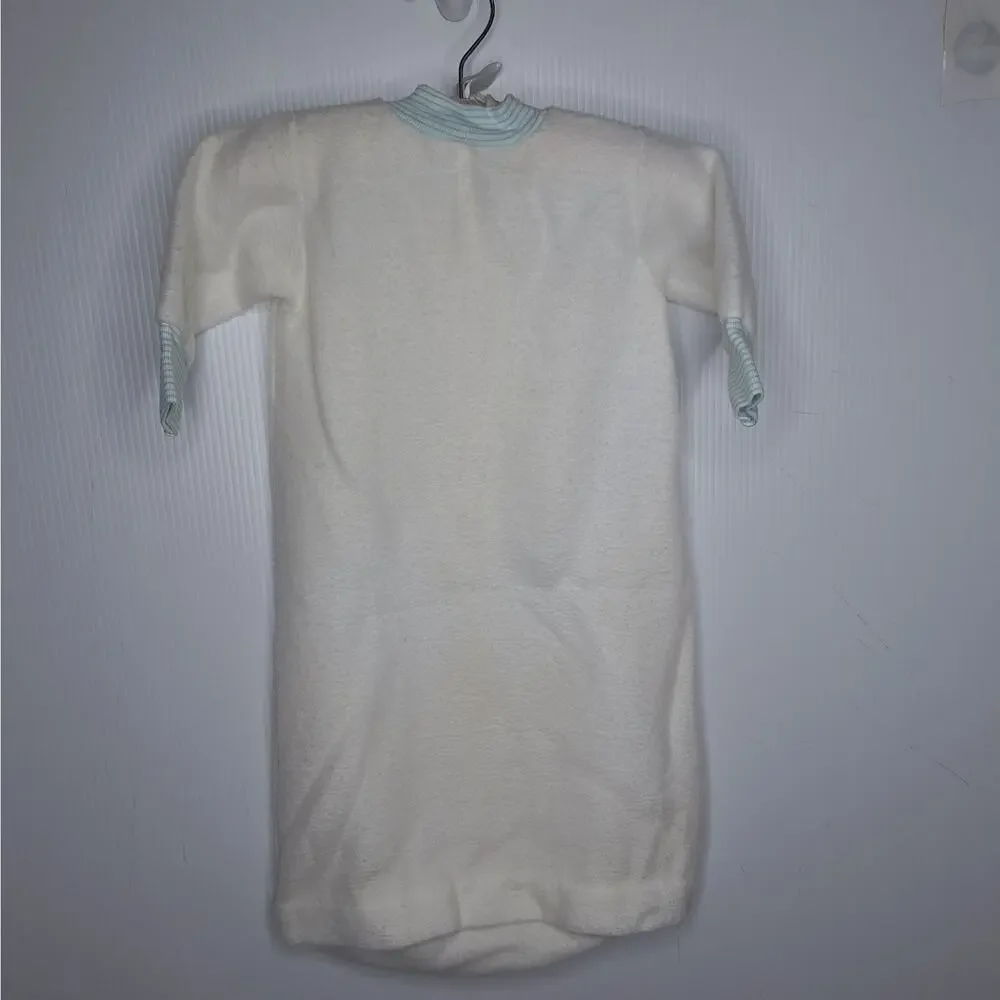 Vintage Carter's Fleece Baby Gown Sleep Sack Sleeper Fortrel Puppy Embroidered